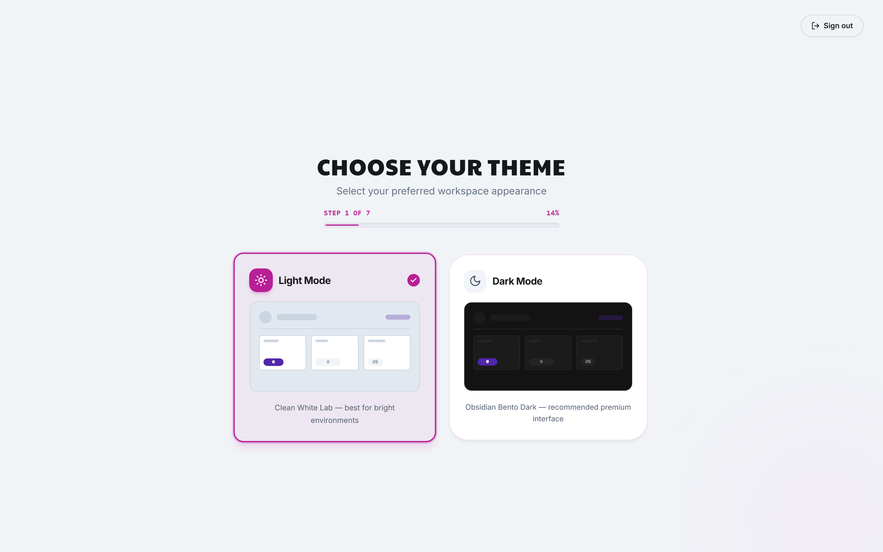 Onboarding – Theme Selection