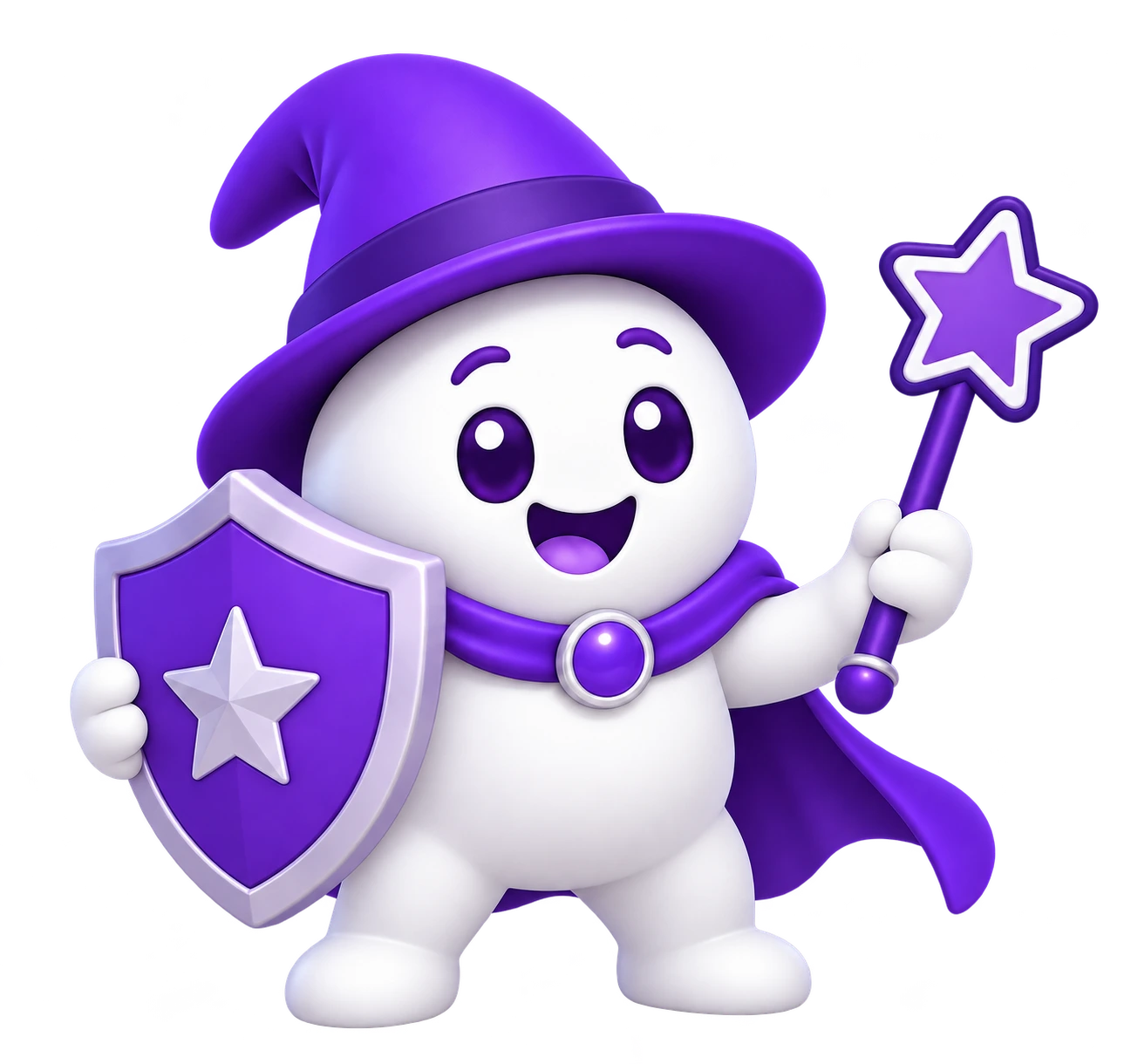 MYCONTENTLAB wizard mascot holding a purple shield and a star wand